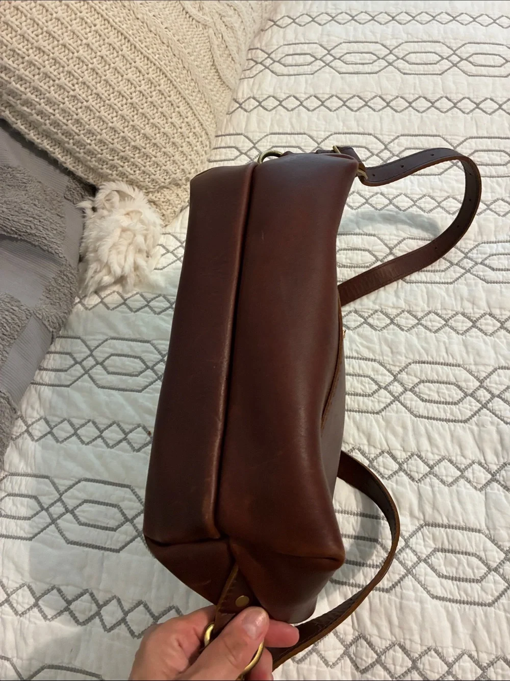 NWOT!!Portland Leather Chestnut Brown Backpack with Gold Hardware